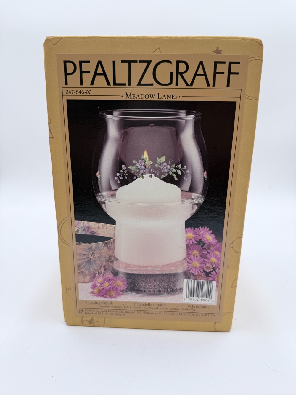 Pfaltzgraff 1997 Meadow Lane Floating Candle Holder w/ 2x Gardenia Candles NOS